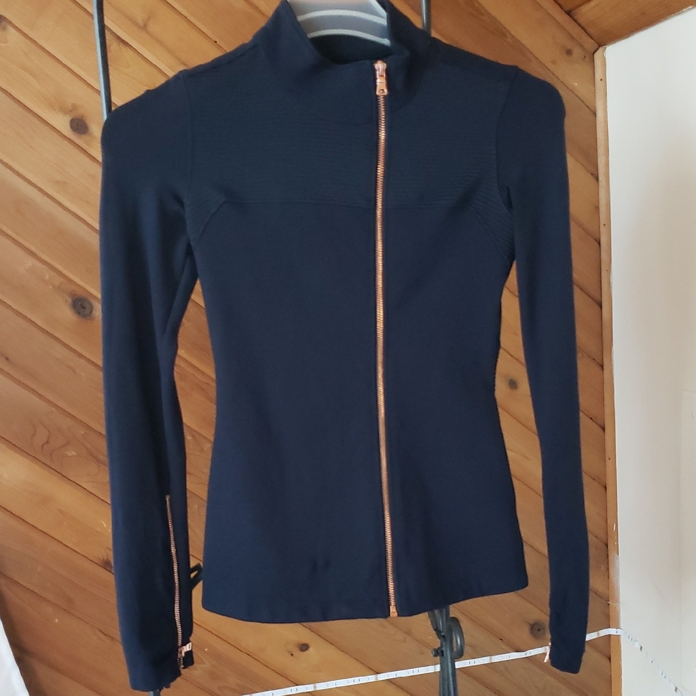 Women's Navy Sports Jacket with Copper Zipper